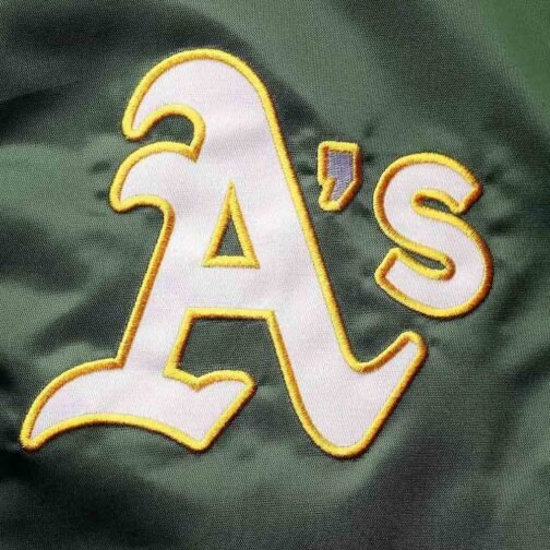 The Captain II Oakland Athletics Green Varsity Satin Jacket - Image 4
