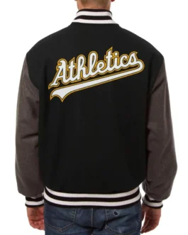 Oakland Athletics Letterman Wool Black and Gray Jacket