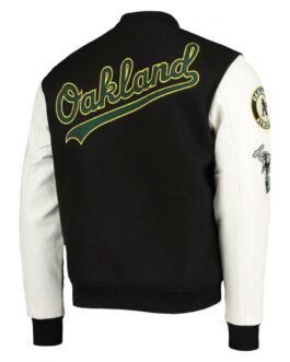 Oakland Athletics Letterman Black/White Jacket