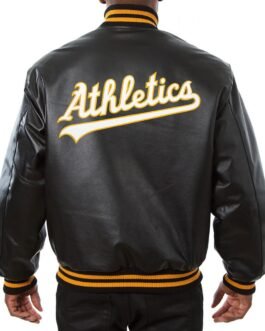 Varsity Oakland Athletics Black Leather Jacket