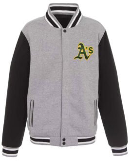 Oakland Athletics Gray and Black Varsity Wool Jacket