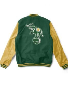 Varsity Oakland Athletics Yellow and Green Wool/Leather Jacket