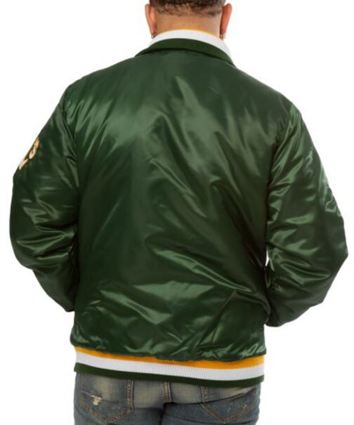 Starter Athletics Oakland Varsity Green Satin Jacket - Image 2