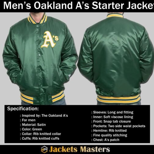 Oakland A’s Starter Bomber Green/White Jacket - Image 8