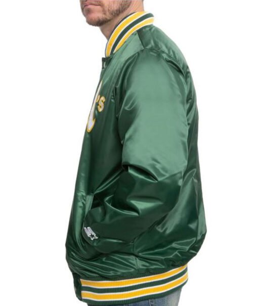 Oakland A’s Starter Bomber Green/White Jacket - Image 7