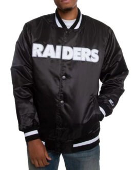Oakland Raiders Satin Black and White Jacket
