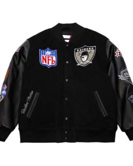 Oakland Raiders Blackout Vintage Logo Varsity Jacket