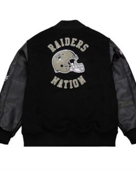 Oakland Raiders Blackout Vintage Logo Varsity Jacket