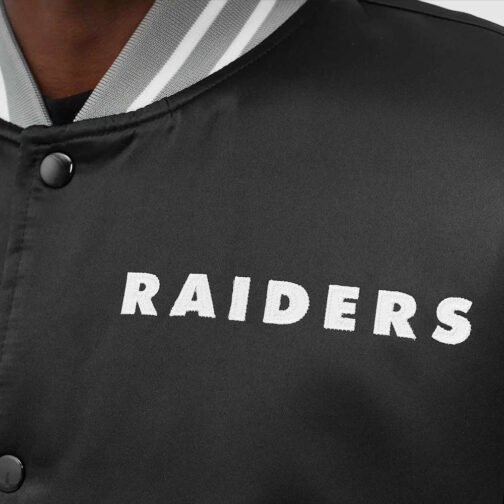 Oakland Raiders Heavyweight Black Satin Jacket - Image 4