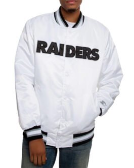 Oakland Raiders Satin Black and White Jacket