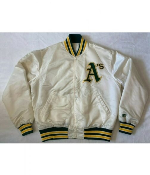 Oakland A’s Starter Bomber Green/White Jacket - Image 2
