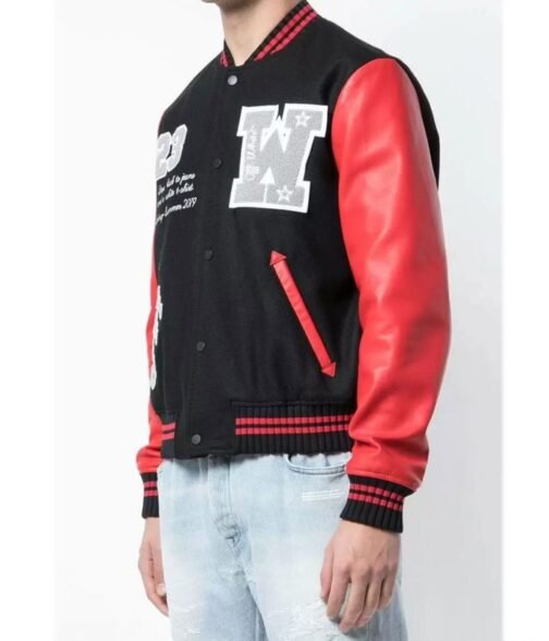 Varsity Off-White 23 Eagle Red and Black/Green and Blue Jacket - Image 7