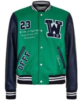 Varsity Off-White 23 Eagle Red and Black/Green and Blue Jacket