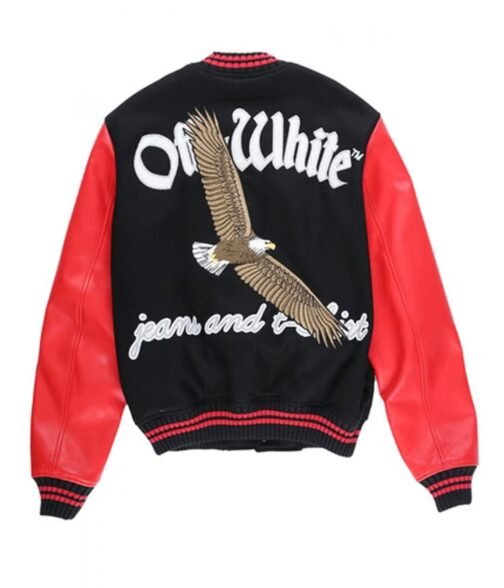 Varsity Off-White 23 Eagle Red and Black/Green and Blue Jacket - Image 3