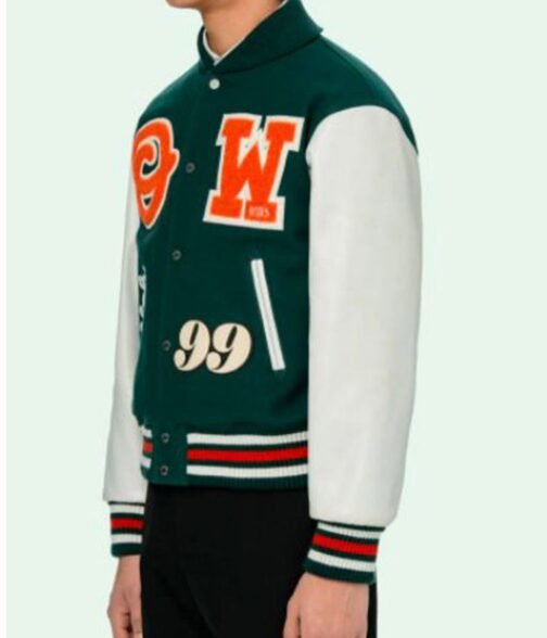 Varsity Green and White Letterman Jacket - Image 6