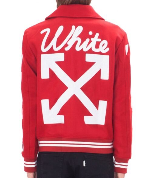 Off-White Red/Orange Varsity Letterman Jacket - Image 6