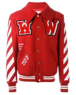 Off-White Red/Orange Varsity Letterman Jacket