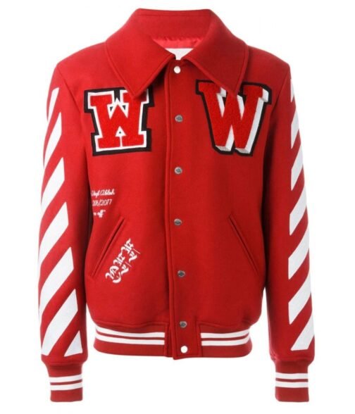 Off-White Red/Orange Varsity Letterman Jacket