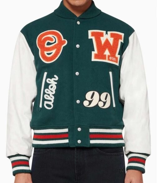 Varsity Green and White Letterman Jacket