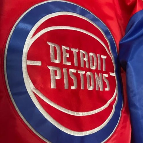 Pistons Ty Mopkins Red and Blue Satin Jacket - Image 4