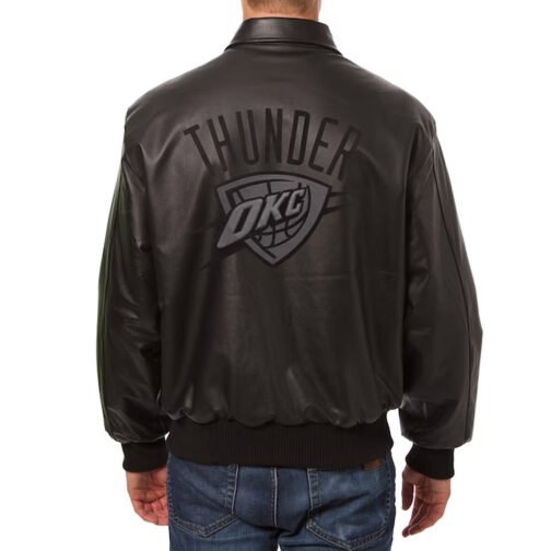 Oklahoma City Thunder Black Tonal Leather Jacket - Image 2
