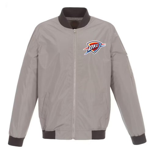 Lightweight Oklahoma City Thunder Nylon Bomber Jacket - Image 2