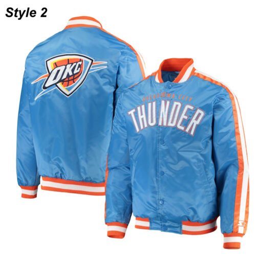 Starter Oklahoma City Thunder Varsity Orange and Blue Jacket - Image 6