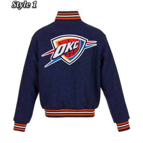 Varsity Oklahoma City Thunder Navy Wool Jacket - Image 3