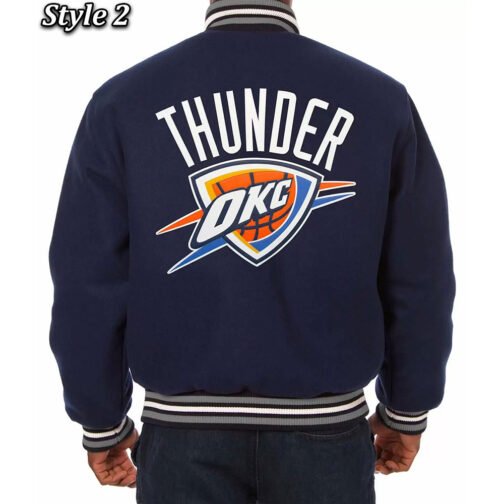 Varsity Oklahoma City Thunder Navy Wool Jacket - Image 5