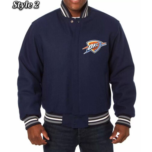 Varsity Oklahoma City Thunder Navy Wool Jacket - Image 2