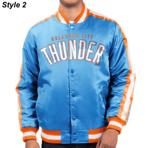 Starter Oklahoma City Thunder Varsity Orange and Blue Jacket - Image 7