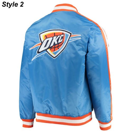 Starter Oklahoma City Thunder Varsity Orange and Blue Jacket - Image 4