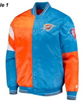 Starter Oklahoma City Thunder Varsity Orange and Blue Jacket