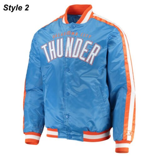 Starter Oklahoma City Thunder Varsity Orange and Blue Jacket - Image 2