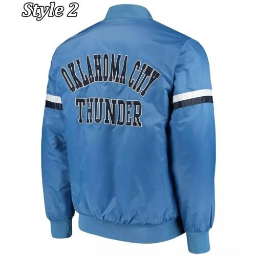 Oklahoma City Thunder Pick Varsity Satin Blue Jacket - Image 4