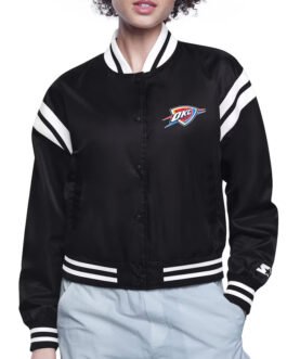 Oklahoma City Thunder Printed Logo Varsity Satin Jacket
