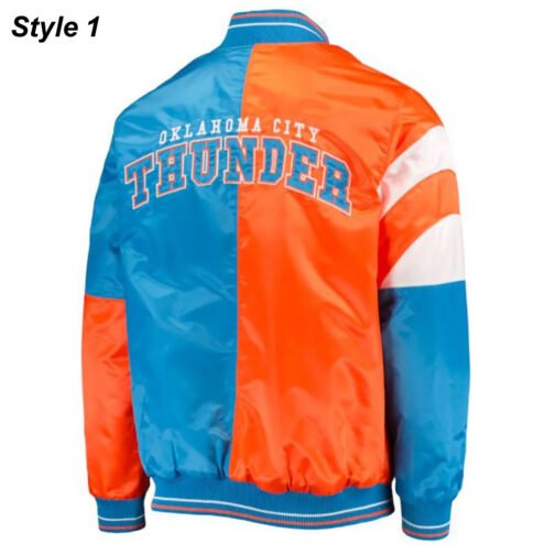 Starter Oklahoma City Thunder Varsity Orange and Blue Jacket - Image 3