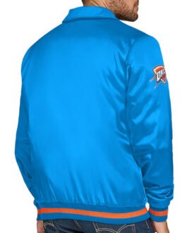 Oklahoma City Thunder Stitch Applique Blue Satin Jacket