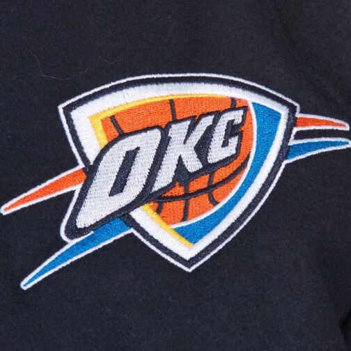 Oklahoma City Thunder Striped Varsity Navy Wool Jacket - Image 3