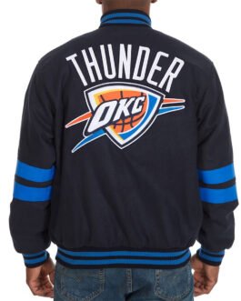 Oklahoma City Thunder Striped Varsity Navy Wool Jacket