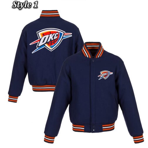 Varsity Oklahoma City Thunder Navy Wool Jacket - Image 4