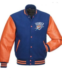Oklahoma City Thunder Letterman Orange and Blue Jacket