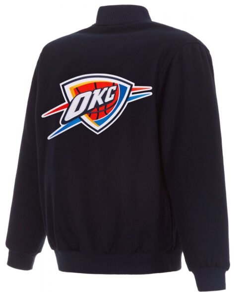 Varsity Oklahoma City Thunder Navy Blue Wool Jacket - Image 2