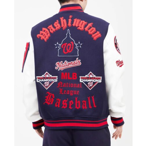 Old English Washington Nationals Varsity Jacket - Image 2