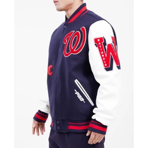 Old English Washington Nationals Varsity Jacket - Image 3