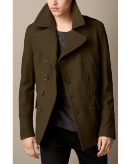 Olive Drab Wool Cashmere Peacoat