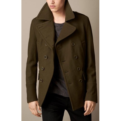 Olive Drab Wool Cashmere Peacoat