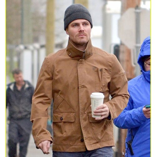 Arrow Season 2 Oliver Queen Brown Cotton Jacket - Image 5