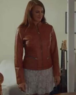Olivia Plath Welcome to Plathville Cognac Brown Leather Jacket