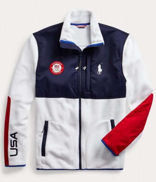 2022 Olympics Closing Ceremony Team USA Navy Blue and White Jacket - Image 3